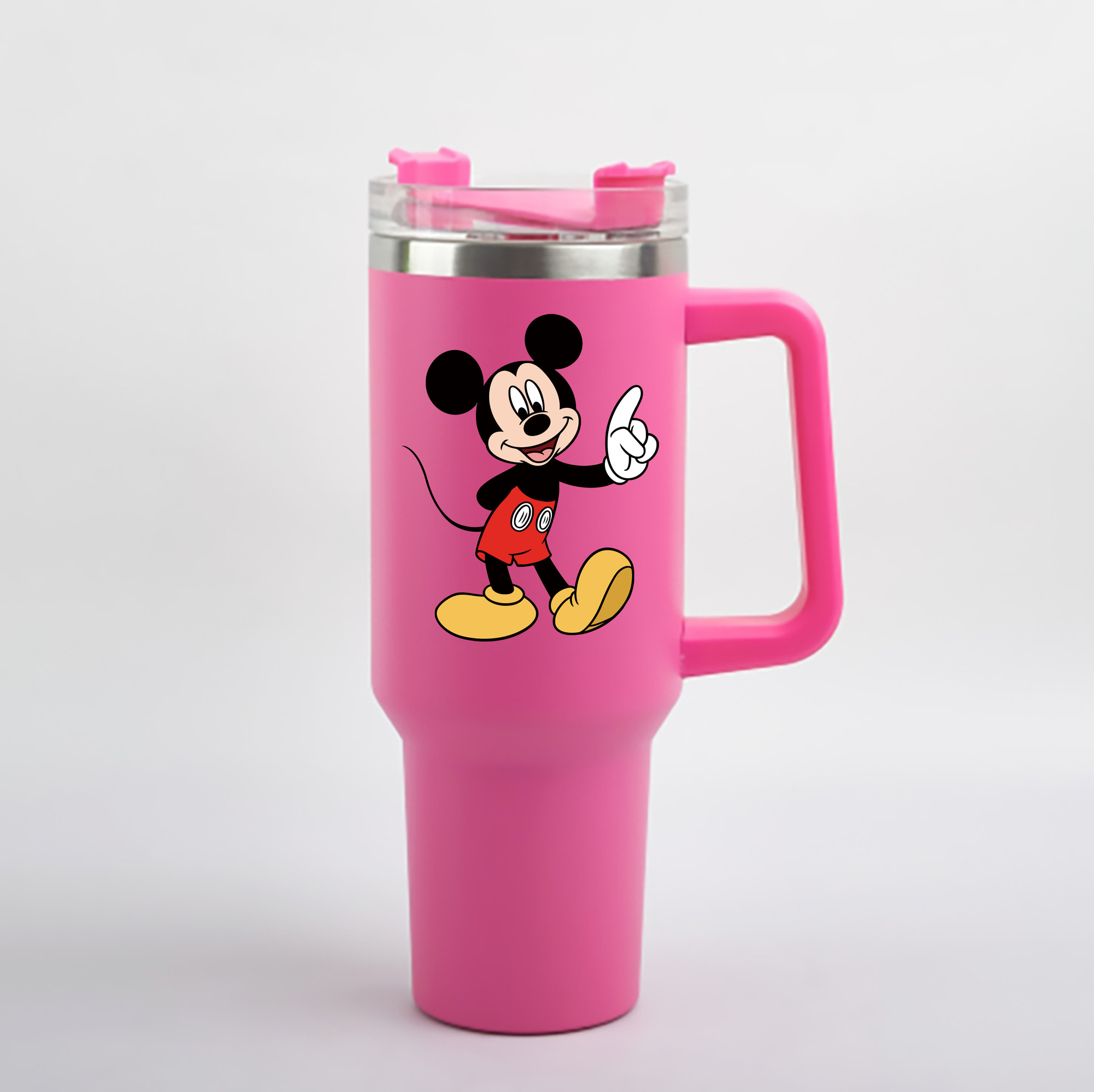 （画像用） ミッキーマウス Mickey Mouse 1200mL車用タンブラー - クリスタルステッカー（プラスチックストロー付き）